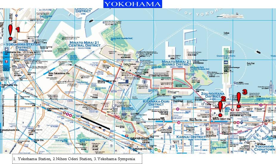 Yokohama hartă de mers pe jos